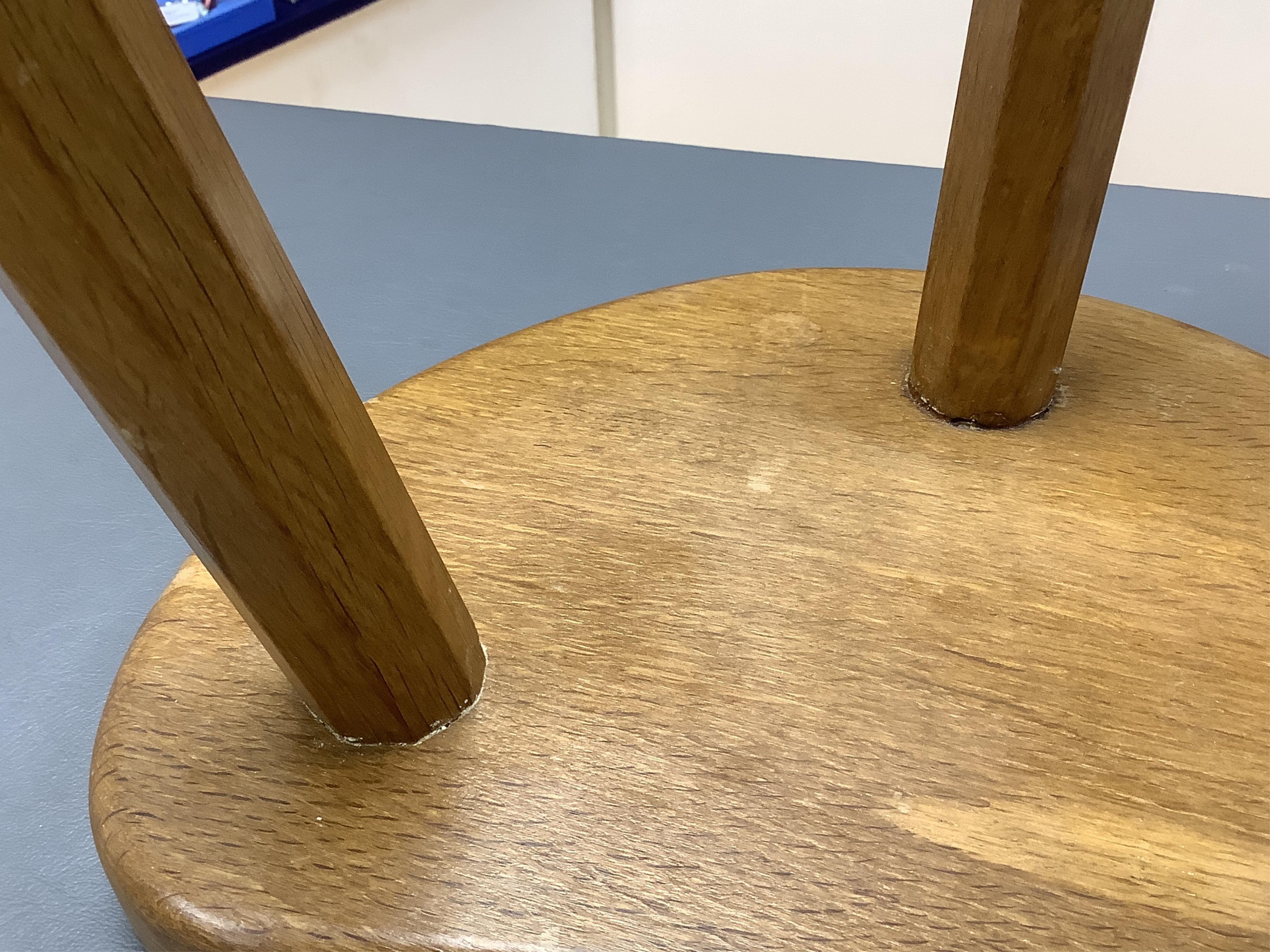 Robert Thompson (the Mouseman) an oak stool, width 30cm, depth 24cm, height 35cm